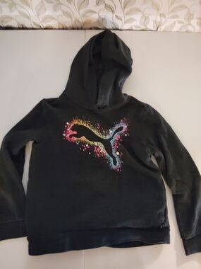 Puma Black Hoodie with Colorful Splash Logo